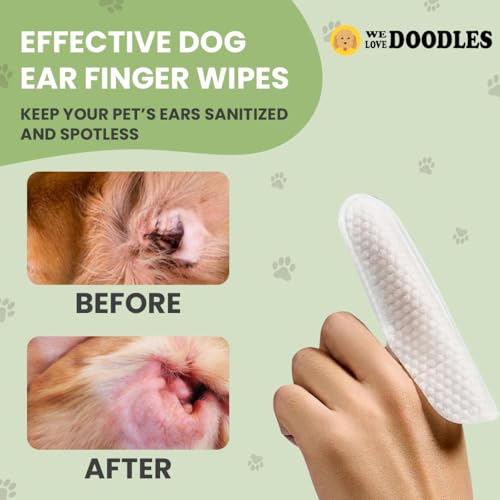 We Love Doodles Dog Ear Cleaner Finger Wipes & Dog Face Comb - Dog Ear Cleaner, Presoaked Dog Ear Wipes, Dog Ear Cleaning Solution, Flea Comb for Dogs, Fine Tooth Tear Stain Remover, Grooming Comb