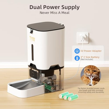 Automatic Cat Feeder, 7L Food Dispenser with Smart APP Control, WiFi Timed Pet Feeder, Programmable Timer, Dual Power Supply, Detachable for Easy Cleaning, for Cats Small Pets - color: White-1b