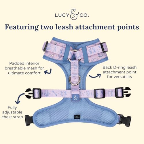 Lucy & Co. Magnificent Mermaids Pearl No-Pull Dog Harness, Adjustable Front Clip Harness with Comfort Padding, X-Large - color: Magnificent Mermaid, size: X-Large