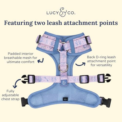 Lucy & Co. Magnificent Mermaids Pearl No-Pull Dog Harness, Adjustable Front Clip Harness with Comfort Padding, X-Large - color: Magnificent Mermaid, size: X-Large
