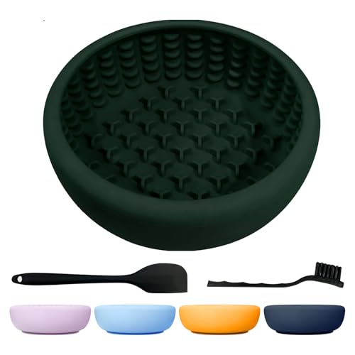 Dog Slow Feeder Licking Bowl,Anxiety Relief Treat Dispenser, Non-Slip Anti-chocking Pet Dish, Interactive Puzzle Toy for Mediuml Large Breed,Freezable BPA Free Silicone Dishwasher Safe - color: green, size: L