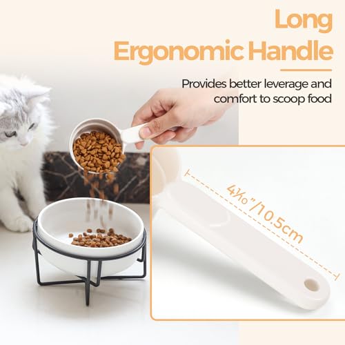 ComSaf Dog Food Scoop 1/2 Cup - MSBC Melamine Pet Food Scoop Measuring Cup for Dog Cat Ferret Rabbit Bird Food, Half Cup Scoop Food-Grade Pet Feed Scoops with Handle, Dishwasher Safe, White - color: White, size: 1/2 Cup