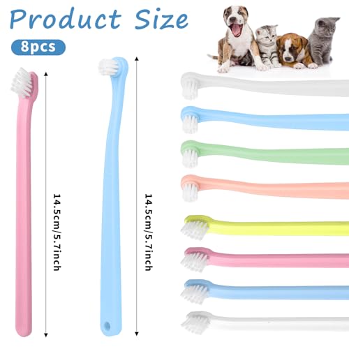 Mozeat Lens 8 Pack Small Dog Toothbrush Cat Toothbrush Pet Toothbrush Mini Head Soft Dog Cat Tooth Brush for Sensitive Puppy, Kitten, Cats & Small Breed Dogs, Portable Travel Friendly and Easy to Use
