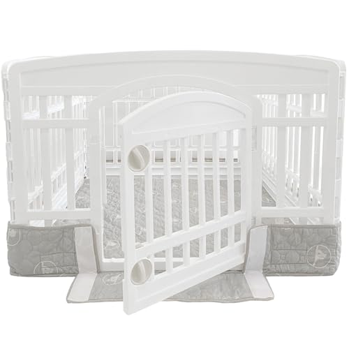 PJYuCien Playpen Bottom Pad for 36'' Width 4 Panel Pen, Gray | Protect Floor, Easy to Move and Clean – Perfect for Puppy, Duck, and Other Small Animals，Adhesive Tape Connect - style: Grey Bottom, 36"Width, Grey ( Adhesive Tape Connections )