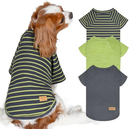 KYEESE 3Pack Dog Sweater, Soft Puppy Sweatshirt Stretchy Pullover Dog Sweater for Small Dogs Girl Boy, Fleece Lightweight Cat Shirt Pet Clothes with Sleeves, M - color: 09# Green, size: Medium (8.5-13lbs)