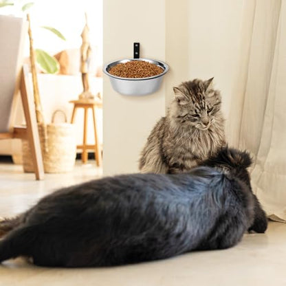 Raised Dog Bowl and Wall-Mounted Stainless Steel Pet Feeding Bowl 8-inch Kitten Water Dish for Comfortable Elevated Puppy and Cat Food Station