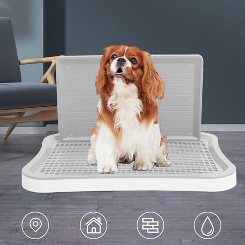 Puppy Pee Pad Holder,Dog Training Toilet with Wall Column Removable Portable Puppy Mesh Training Potty for Large Small Medium Pets (White) - color: White