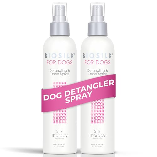 BioSilk for Dogs Silk Therapy Detangling and Shine Protecting Spray, pH Balanced Leave-in Mist with Silk and Vitamins for Dematting, Paraben-Free, All Coats and Breeds, 8 Fl Oz - 2 Pack - size: 8 Fl Oz (Pack of 2)