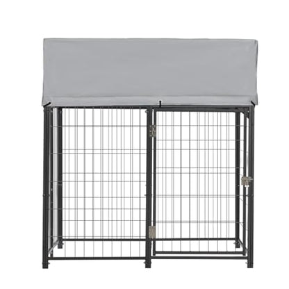VEVOR Outdoor Dog Kennel, 3.67 x 3.78 x 4.1 ft Large Dog Kennel with Secure Lock, Outside Dogs Enclosures with UV-Resistant & Waterproof Roof Cover, Heavy Duty Pet Crate Cage Run for Large Dogs - size: 45.4"L x 44.0"W x 49.2"H