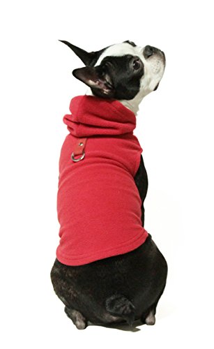 Gooby Fleece Vest Hoodie Dog Sweater - Red, X-Small - Warm Pullover Dog Hoodie with O-Ring Leash for Small to Medium Dogs - color: Red, size: X-Small (Around 4-lb)