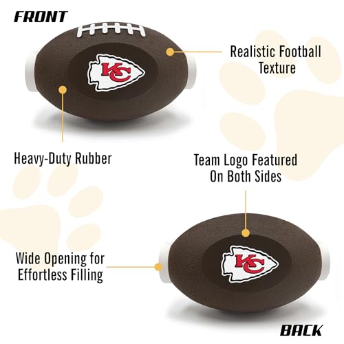 Pets First NFL Kansas City Chiefs Football Treat Dispensing Toy for Dogs, Cats - Interactive Fun, Natural Rubber Toy - color: Kansas City Chiefs