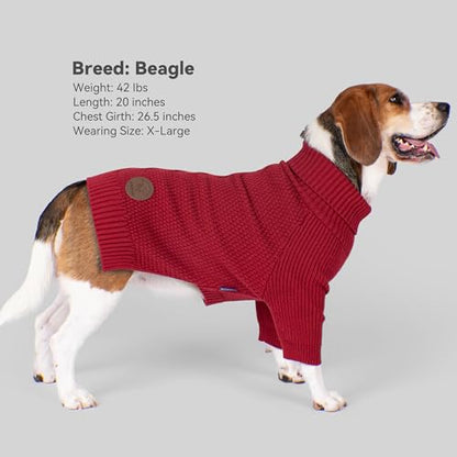 cyeollo Dog Sweater Pullover Turtleneck for Dogs Girl, Classic Knitwear Fall Winter Cold Weather Pet Clothes Warm Pet Apparel Small Medium Large Dog Sweaters, Burgundy M - color: Burgundy, size: Medium