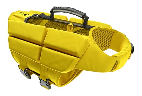 NOAH & PAW Dog Life Jacket, Human Standards Lifejacket Design, Dog Life Vest for Swimming and Boating, 3X Foam Support for Max Floating, Breathable Mesh, Salvavidas para Perros, Size M - color: Yellow, size: M