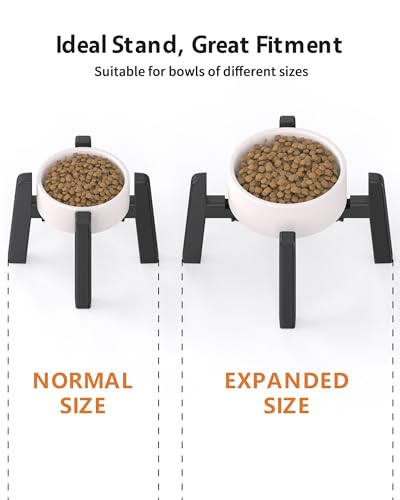 CZPET Dog Bowl Stand with Adjustable Width [Stand Only], Single Raised Pet Water & Food Feeder for Medium Dogs, Stable and Anti-Slip Elevated Bowl - size: H: 6.3''; W: 6.1-10.4''