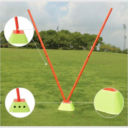 Telescopic Agility Poles for Basketball Training, Slalom Poles, Sports Training Sticks, & Training Equipment with Three-Hole Base - style: Three-hole base + 2 thickened poles