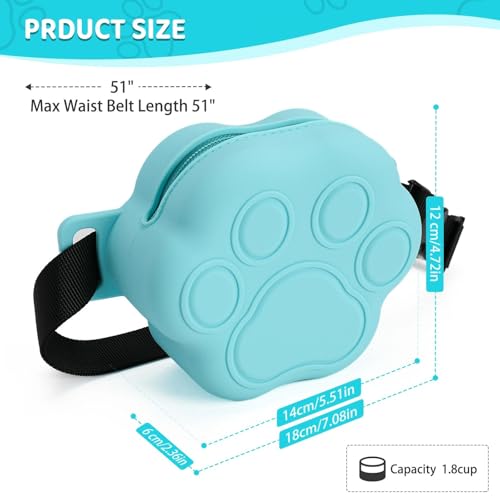 Dog Treat Pouch with Training Clicker and 2 Poop Bags, 1.8 Cup Small Sealable Zipper Silicone Fanny Pack with Waist Belt, Pet Puppy Training & Walking Essentials (Blue) - color: Blue