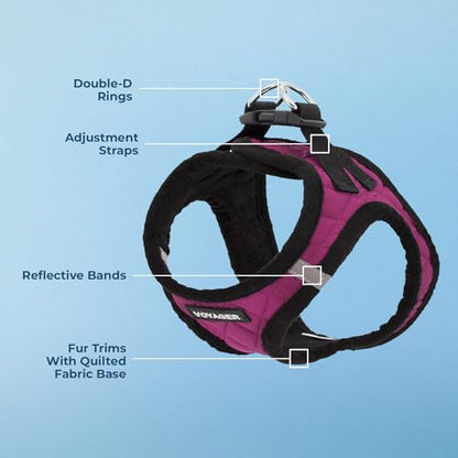 Best Pet Supplies - All Weather Mesh / Plush, Reflective, No Pull Harness for Small, Medium Dogs, Cats - Secure with Hook & Loop Fastener, Buckle, Double D-Rings - Red Rose Plush, XS - color: Red Rose Plush, size: XS (Chest: 13 - 14.5")
