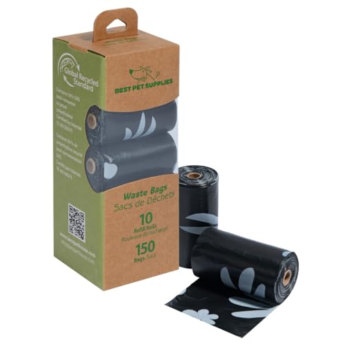 Best Pet Supplies Dog Poop Bags for Waste Refuse Cleanup, Doggy Roll Replacements for Outdoor Puppy Walking and Travel, Leak Proof and Tear Resistant, Thick Plastic - Black (Unscented), 150 Bags - color: GRS Black, size: 150 Bags