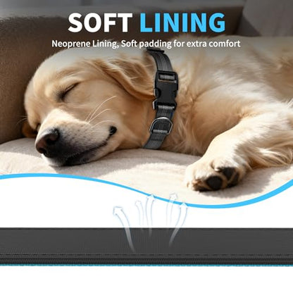 Reflective Dog Collar with Buckle, Heavy Duty Dog Collars with Soft Padded, Adjustable, Ultra-Durable, Pet Collar for Small Medium and Large Dogs (Black, L) - color: Black, size: L (18-26'')