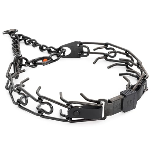 Herm Sprenger Black Stainless Steel Dog Collar with Quick Release ClicLock Buckle and Biothane Insert Training Collar Made in Germany (Black, 25in x 4.0mm(Neck Size up to21-22in)) - color: Black, size: 25in x 4.0mm(neck size up to21-22in)