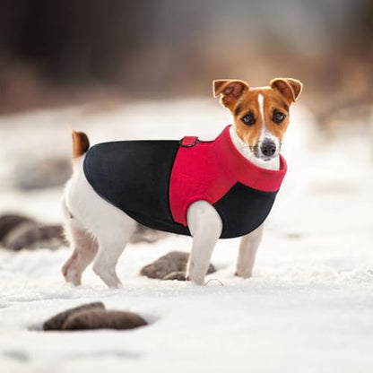 Idepet Dog Fleece Vest Sweater Zip Up Warm Pullover Dogs Jacket with D-Ring Leash Winter Cold Weater Coat Pet Sweatershirt Clothes Hoodie for Small Medium Dogs Boy Girl (Red/Black, XXS) - color: Red/Black, size: XXS