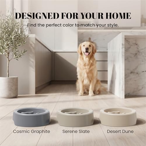 AVERYDAY 3 Pack Slow Feeder Dog Bowl Set, Two Weighted Maze Insert Bowls, Anti-Slip Changeable Puzzle Feeding Bowl for Wet Dry & Raw Dog Food, Slow Eating Deep Pet Food Dish for Medium & Large Breeds - color: Desert Dune