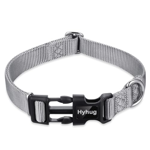 Hyhug Small Dog Collar Quick-Release| Heavy-Duty Nylon Puppy Collar, Adjustable & Durable Pet Supplies for Boy & Girl Dogs (Small, Sleet Gray) - color: Sleet Gray, size: Small