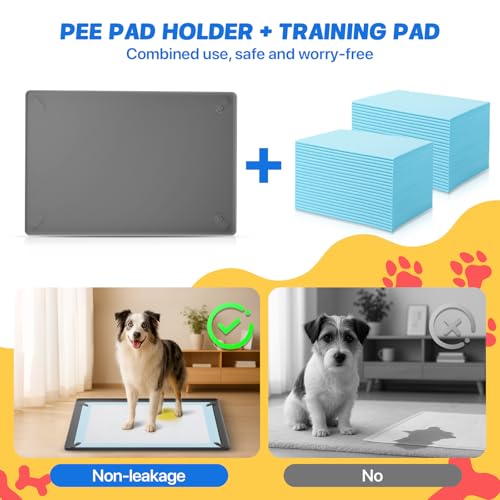 41PCS Puppy Pee Pad Holder Set for Dog, Non-Slip Silicone Dog Puppy Pad Holder for 36.3" x 25.3" Training Pads, High Edge Pee Pad Tray with 4 Magnetic Holder Clamps and 40pcs Puppy Potty Pad - size: 36.3" x 25.3"