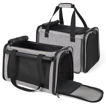 YUDODO 2 Packs 25 lbs Lightproof Soft Sided Cat Carrier for Large Cat & Small Dog Airline Approved Travel Bag Pet Puppy Carriers with Side Pockets & Reflective Mesh, Foldable Portable for Car 2 Grey - color: Grey*2