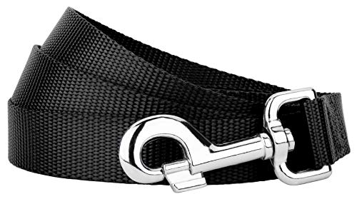 Country Brook Petz - Vibrant 17 Color Selection - Heavyduty Doublehandle Nylon Leash (6 Foot, 3/4 Inch Wide, Black) - color: Black