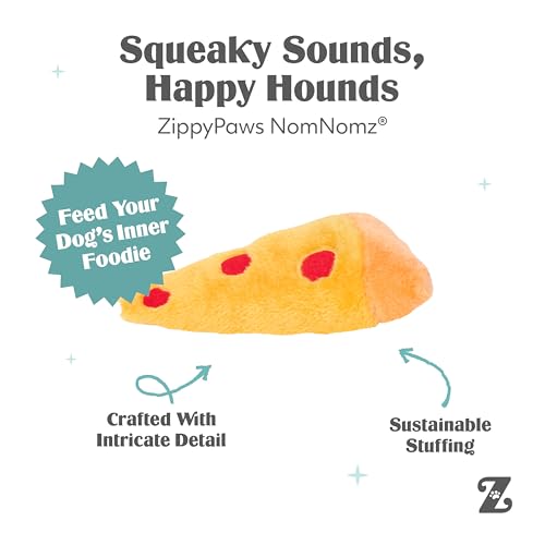 ZippyPaws NomNomz - Dog Squeaky Toys to Keep Them Busy, Funny Food Plush for Small & Medium Dogs, Cute Stuffed Puppy Toy, Pet Products, Gift for Dogs of All Breeds, Soft and Cuddly - Pizza - color: Pizza