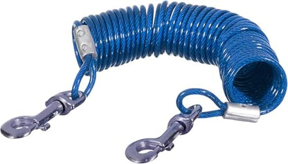 12 Foot Pet Coiled Tie Out Cable - Blue - Retracts Easily and Quickly to Avoid Tangles - style: Coiled Leash