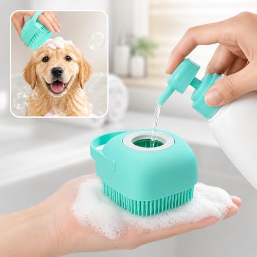 Soft Silicone Pet Bath Massage Brush for Dogs & Cats, Gentle Grooming Cleaning Tool for Puppy Kitten Washing, Blue - color: Blue