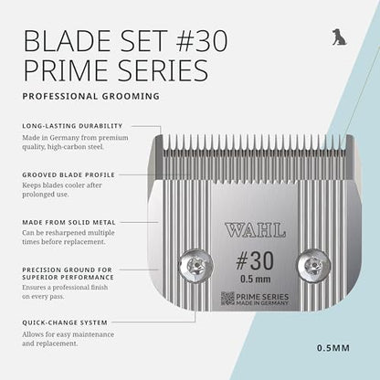 Wahl Pro Animal Prime Series Blades - Professional Fine Tooth Pet Clipper for Horse, Cat & Dog Grooming - Made from High-Carbon Steel - #30, 0.5mm - size: #30