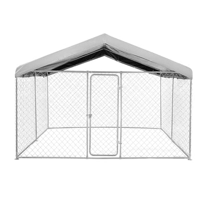 VEVOR Outdoor Dog Kennel, 9.84 x 9.84 x 7.05 ft Large Dog Kennel with Secure Lock, Outside Dogs Enclosures with UV-Resistant & Waterproof Roof Cover, Heavy Duty Pet Crate Cage Run for Large Dogs - size: 118.1"L x 118.1"W x 84.6"H