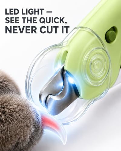 Cat Nail Clipper & Small Dog Nail Clippers with LED Light - Illuminates Nails & Bloodline for Safe, Easy Trimming - Extra Sharp, Avoid Over-Cutting - Essential Cat Supplies, Green - color: Green