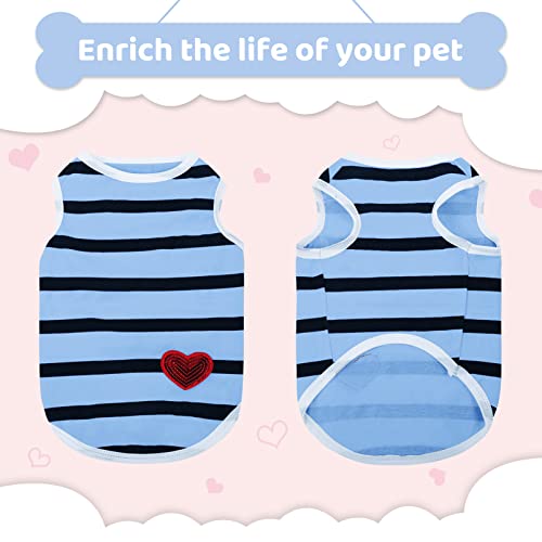 Pet Dog Striped T-Shirt Dogs Cats Cotton Vest Spring Summer Pet Apparel Tee Shirt Suitable for Small and Medium Large Pets French Bulldog Bichon - color: Blue-Vest, size: X-Small