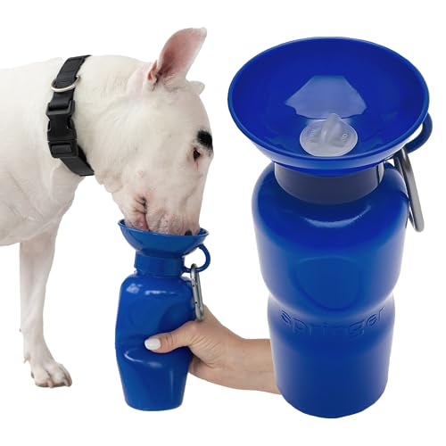 Springer Dog Water Bottle | Portable Travel Drinking Feeder Dispenser for Dogs & Puppies | As Seen on Shark Tank | Leak-Proof Bowl | BPA-Free | Outdoor Walking, Hiking & Travel | 22oz Indigo - color: Indigo, size: 22oz Classic