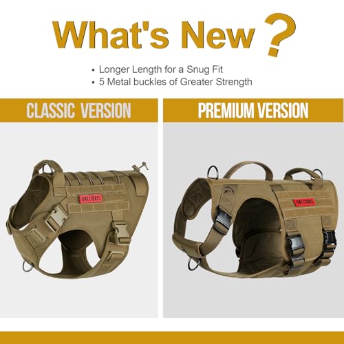 OneTigris Tactical Dog Harness with 5X Metal Buckle,Dog MOLLE Vest with Handle,No Pulling Front Clip,Hook and Loop Panel for Dog Custom Patch - color: Brown, size: XL