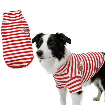 Turtleneck Dog Shirt Cute Doggie Embroidery Super Soft Dog Sweatshirt Stretchy Striped Puppy Pullover for Cats Small Medium Large Dogs (Red Striped, 6X-Large) - color: Red Striped, size: 6X-Large