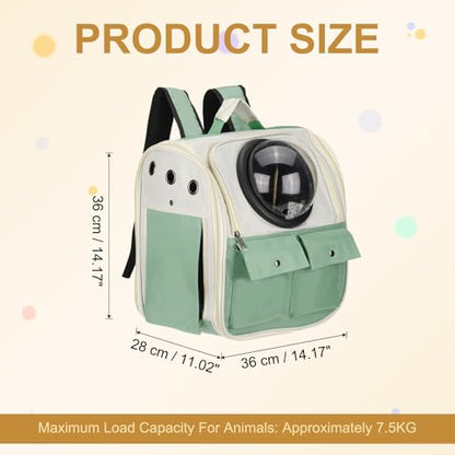 Pet Backpack Carrier, Portable and Ventilated, Oxford Cloth, Dogs Cats and Small Animals Travel Bag 12.99", (Green, 1 Pcs), Intended for Hiking/Camping/Traveling - color: Green