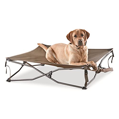 Guide Gear Bed with Elevated Bed Frame, Raised Outdoor Pet Couch, Cot, Dura Mesh Brown