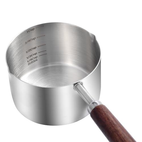 Kichwit Dog Food Scoop, 1 Cup and 1/2 Cup, 304 Stainless Steel Pet Food Scoop Measuring Cup with Wooden Handle, Set of 2 - size: 1 Cup + 1/2 Cup
