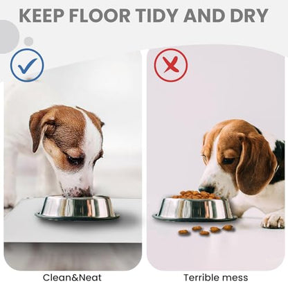 WePet Non-Slip Waterproof Pet Feeding Mat, 20x12 Inch - Silicone Dog & Cat Food Mat with Raised Edge to Stop Food Spills and Water Spills - Dishwasher Safe, Easy Clean - color: #07 Silver Grey Solid