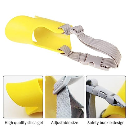 Dog Muzzle, Anti Bite Silicone Duck Mouth Shape Dog Mouth Covers with Adjustable Strap, Stop Barking Chewing, Anti-Called Muzzle for Small Medium Dogs(for 2.5 kg-4.5 kg/Yellow)