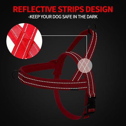 No Pull Dog Harness and Leash Set-Reflective Vest with Handle&5FT Dog Leash with Car Seatbelt Clip,Breathable Mesh&Quick Fit Dog Harness Easy for Medium Large Dogs Training Walking(Red,M) - color: Reflective-Red, size: M:Belly Chest-22.4''-27.6''