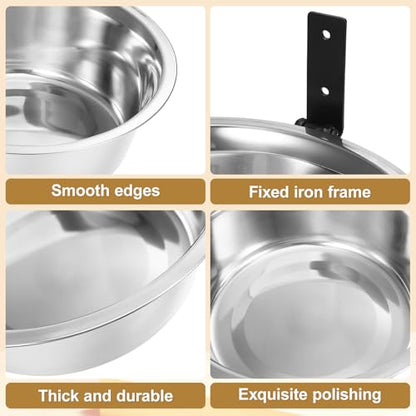 Raised Dog Bowl and Wall-Mounted Stainless Steel Pet Feeding Bowl 8-inch Kitten Water Dish for Comfortable Elevated Puppy and Cat Food Station
