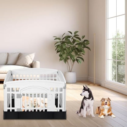 Marsui Dog Playpen Bottom Pad Fits for 36 Inch 4 Panels Pet Exercise Mat Puppy Crate Pad Reusable Washable Pet Training Pee Mat Hoop and Loop Design, Playpen Not Included (Black,Solid Color) - color: Black, style: Solid Color