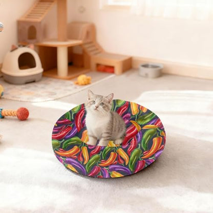 Calming Donut Dog Bed Chilli Pepper Sweet Design, 22" Washable Pet Lounger with Removable Cover, Cozy Cushion Comfort Nest for Medium Dogs - size: Medium