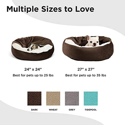 Best Friends by Sheri Cozy Cuddler Ilan Covered Cat and Dog Bed with Attached Blanket, Dark Brown, 24"x24" - color: Dark Brown Ilan